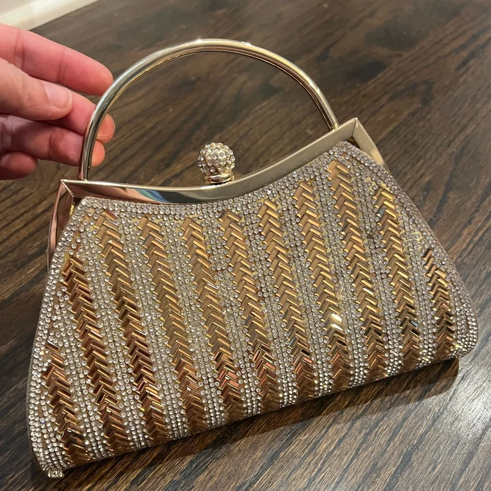 Incredible little gold and crystal fancy handbag - Picture 3 of 11